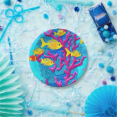 熱帯魚シームレスパターン ペーパープレート (パーティー)