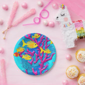 熱帯魚シームレスパターン ペーパープレート (パーティー)