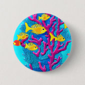 熱帯魚シームレスパターン 缶バッジ (正面)