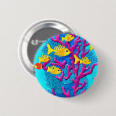 熱帯魚シームレスパターン 缶バッジ (正面&裏面)