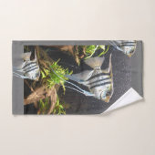 熱帯魚ストライプの風呂タオルセット バスタオルセット (ハンドタオル)