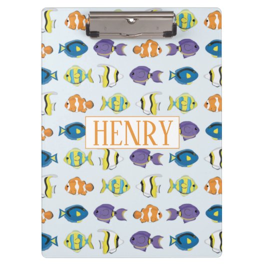 熱帯魚パターンのクリップボード クリップボード (正面)