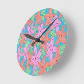 熱帯魚パターン ラウンド壁時計 (傾斜)