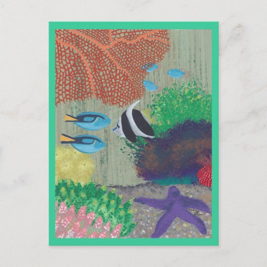 熱帯魚パーティの招待状はがき インビテーションポストカード (正面)