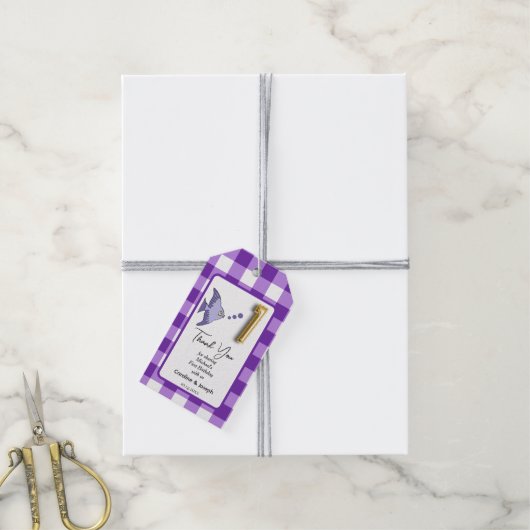 熱帯魚パープルジンガム誕生日感謝してい ギフトタグ (より糸付き)