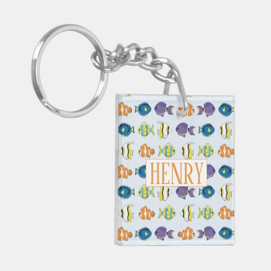 熱帯魚フォトスクエア（両面）キーチェーン キーホルダー (正面左)