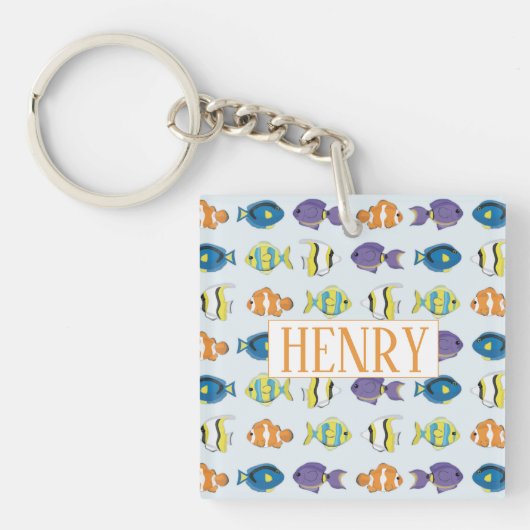 熱帯魚フォトスクエア(両面)キーチェーン キーホルダー (正面)