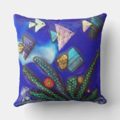 熱帯魚ブルー二色性溶融ガラスモザイクアート アウトドアクッション (裏面)