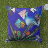 熱帯魚ブルー二色性溶融ガラスモザイクアート アウトドアクッション (芝生)