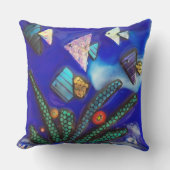 熱帯魚ブルー二色性溶融ガラスモザイクアート アウトドアクッション (正面)