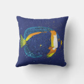 熱帯魚プリントネイビーブルーとイエロー自然 クッション (裏面)