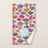 熱帯魚モノグラムの名 バスタオルセット (ハンドタオル)