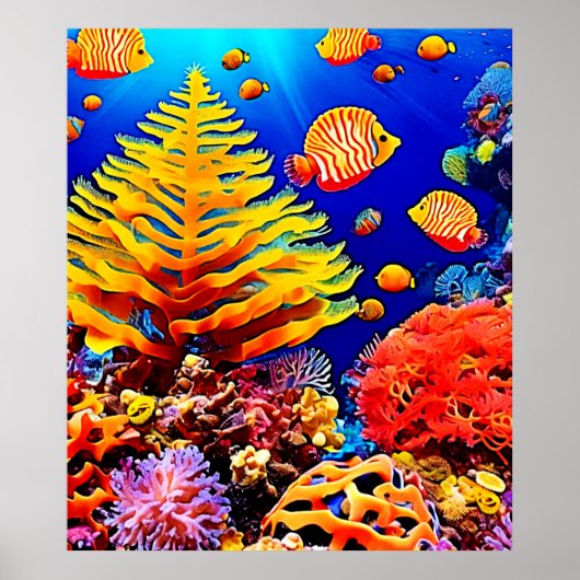 熱帯魚礁の水中生物 ポスター (正面)