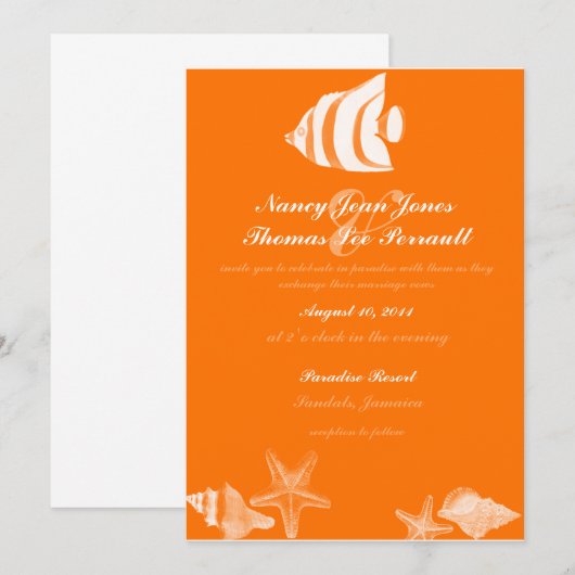 熱帯魚結婚式招待状 招待状 (正面/裏面)