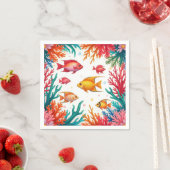 熱帯魚鮮やかサンゴ海 | カラフル海 スタンダードカクテルナプキン (インサイチュ)