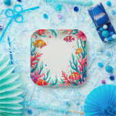 熱帯魚鮮やかサンゴ海 | カラフル海 ペーパープレート (パーティー)