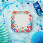 熱帯魚鮮やかサンゴ海 | カラフル海 ペーパープレート (パーティー)