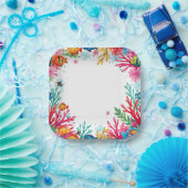 熱帯魚鮮やかサンゴ海 | カラフル海 ペーパープレート (パーティー)