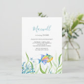 熱帯魚3rd誕生日パーティー水彩 招待状 (スタンド正面)