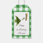 熱帯魚，グリーンジンガム幸せ1st誕生日 ギフトタグ (正面)