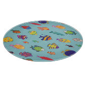 熱帯魚、ヴィンテージ線パターン カッティングボード (角)