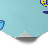 熱帯魚、ヴィンテージ線パターン ポスター (角)