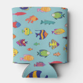 熱帯魚、ヴィンテージ線パターン 缶クーラー (裏面)