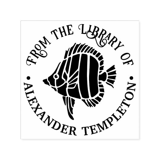 熱帯魚＃3b ライブラリの本の名前 セルフインキングスタンプ (デザイン)