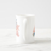 熱帯魚、Angelfishの水彩画が付いている赤い珊瑚 ボーンチャイナマグカップ (裏面)