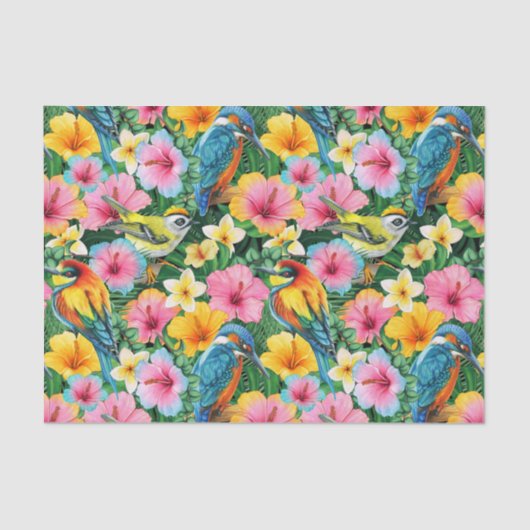 熱帯鮮やかの花と鳥 薄葉紙 (正面)