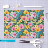 熱帯鮮やかの花と鳥 薄葉紙 (クラフト)