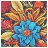 熱帯鮮やかの花 ファブリック (クローズアップ)