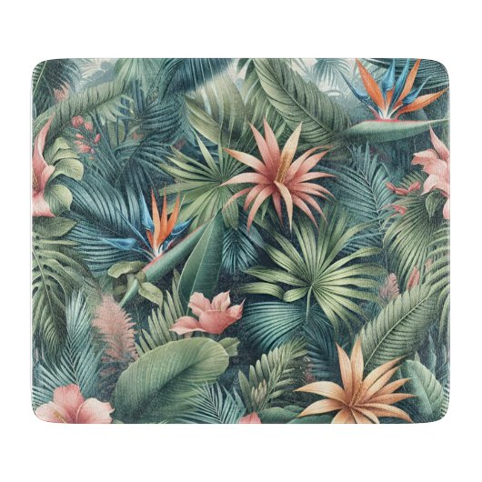 熱帯鮮やかジャングルパターン カッティングボード (正面)