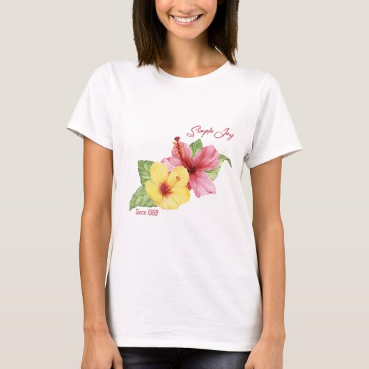 熱帯鮮やかハイビスカスフラワーTシャツ Tシャツ (正面)
