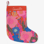 熱帯鮮やかフローラジャングルレッドパーソナライズされた スモールクリスマスストッキング (正面)