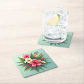熱帯鮮やかフローラ調和 スクエアペーパーコースター (インサイチュ)