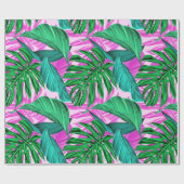 熱帯鮮やかモンステラ葉エキゾチックパターン  ラッピングペーパー (フラット)