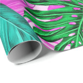 熱帯鮮やかモンステラ葉エキゾチックパターン  ラッピングペーパー (ロールコーナー)