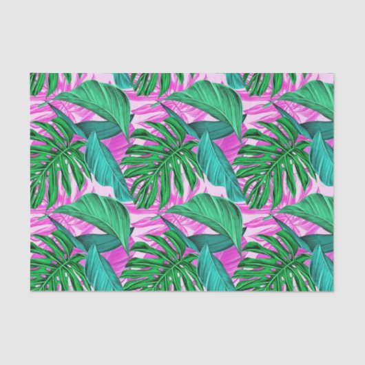 熱帯鮮やかモンステラ葉エキゾチックパターン  薄葉紙 (正面)
