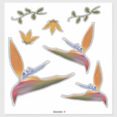 熱帯鮮やか手描き極楽鳥 シール (シート)