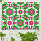 熱帯鮮やか花柄 キッチンタオル (折り畳み)