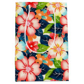 熱帯鮮やか花柄 ミディアムペーパーバッグ (正面)