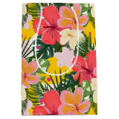 熱帯鮮やか花柄 ミディアムペーパーバッグ (正面)