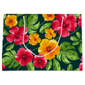 熱帯鮮やか花柄 ラージペーパーバッグ (正面)