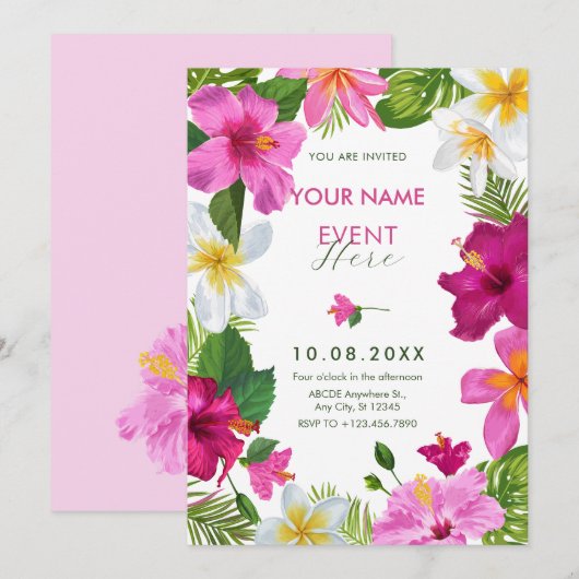 熱帯鮮やか花 招待状 (正面/裏面)
