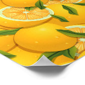 熱帯鮮やか黄色ライム模様 ポスター (角)