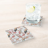 熱帯鳥が付いているモダンなパターン ガラスコースター (アングル)