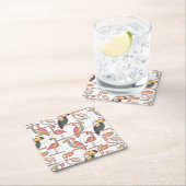 熱帯鳥が付いているモダンなパターン スクエアペーパーコースター (インサイチュ)