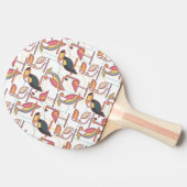 熱帯鳥が付いているモダンなパターン 卓球ラケット (横)