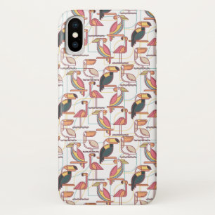 熱帯鳥が付いているモダンなパターン iPhone X ケース